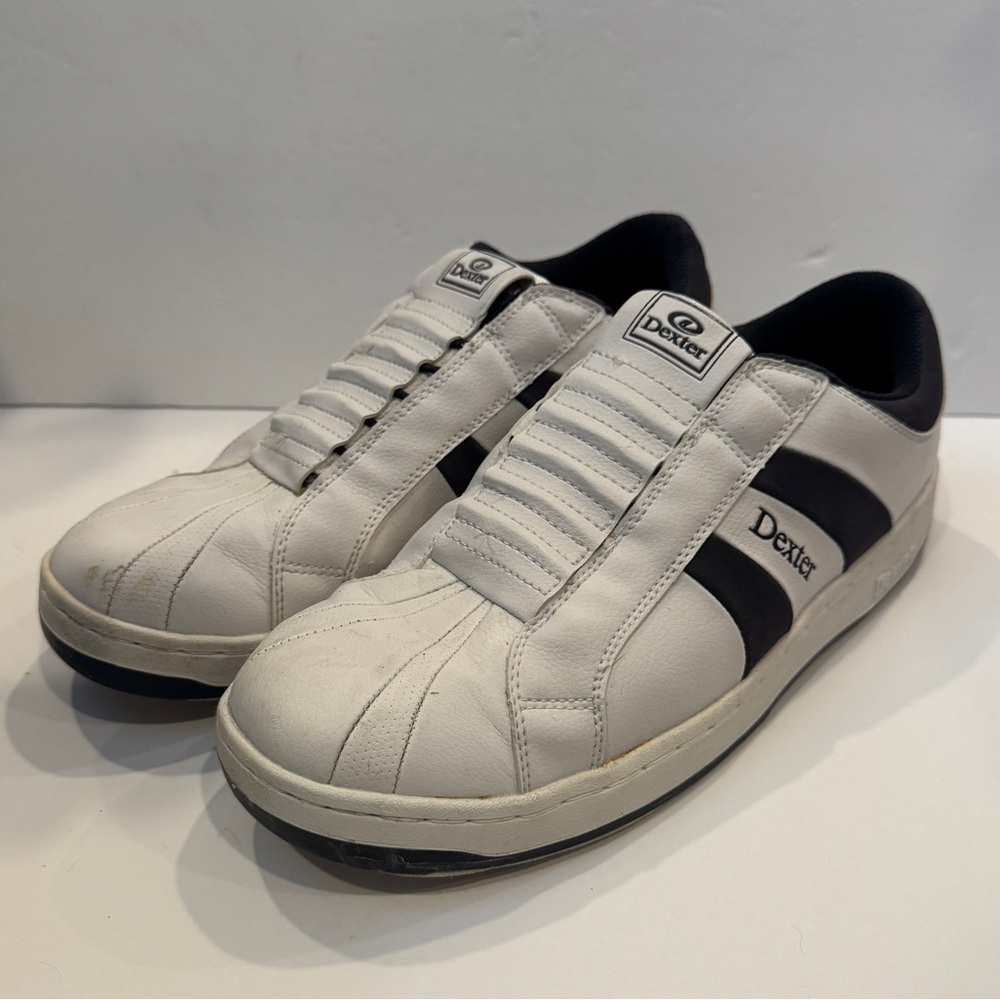 Dexter White and Black Sneakers with Unique Lacing